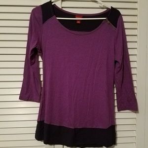 Purple and blue shirt with zipper accent